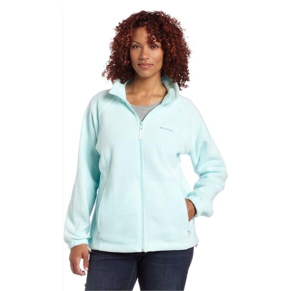 New Columbia Women's XL Benton Springs Fleece Jacket Mint Seafoam Green Full Zip - Picture 1 of 8